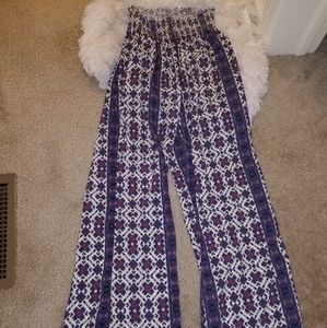 Wide long leg floral pants (purple)NWOT